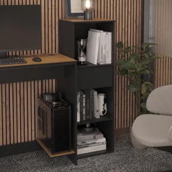Estante Livreiro Armário Organizador Smart Office 1 Gaveta e 3 Nichos Para Escritório Sala- ViaNossa