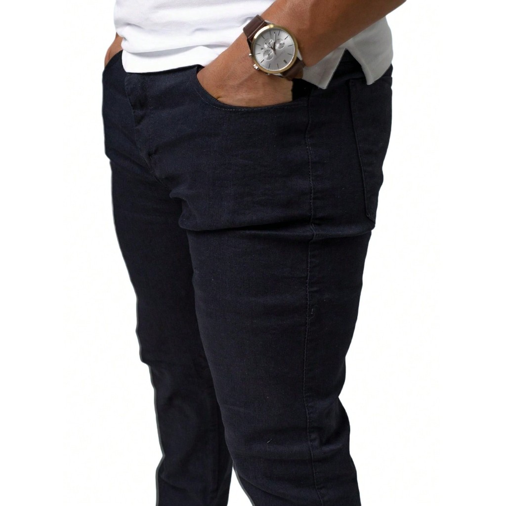 Calça Jeans Masculina Slim Preta Confortável Elastano Trabalho Casual Presente Tam 36 a 56.