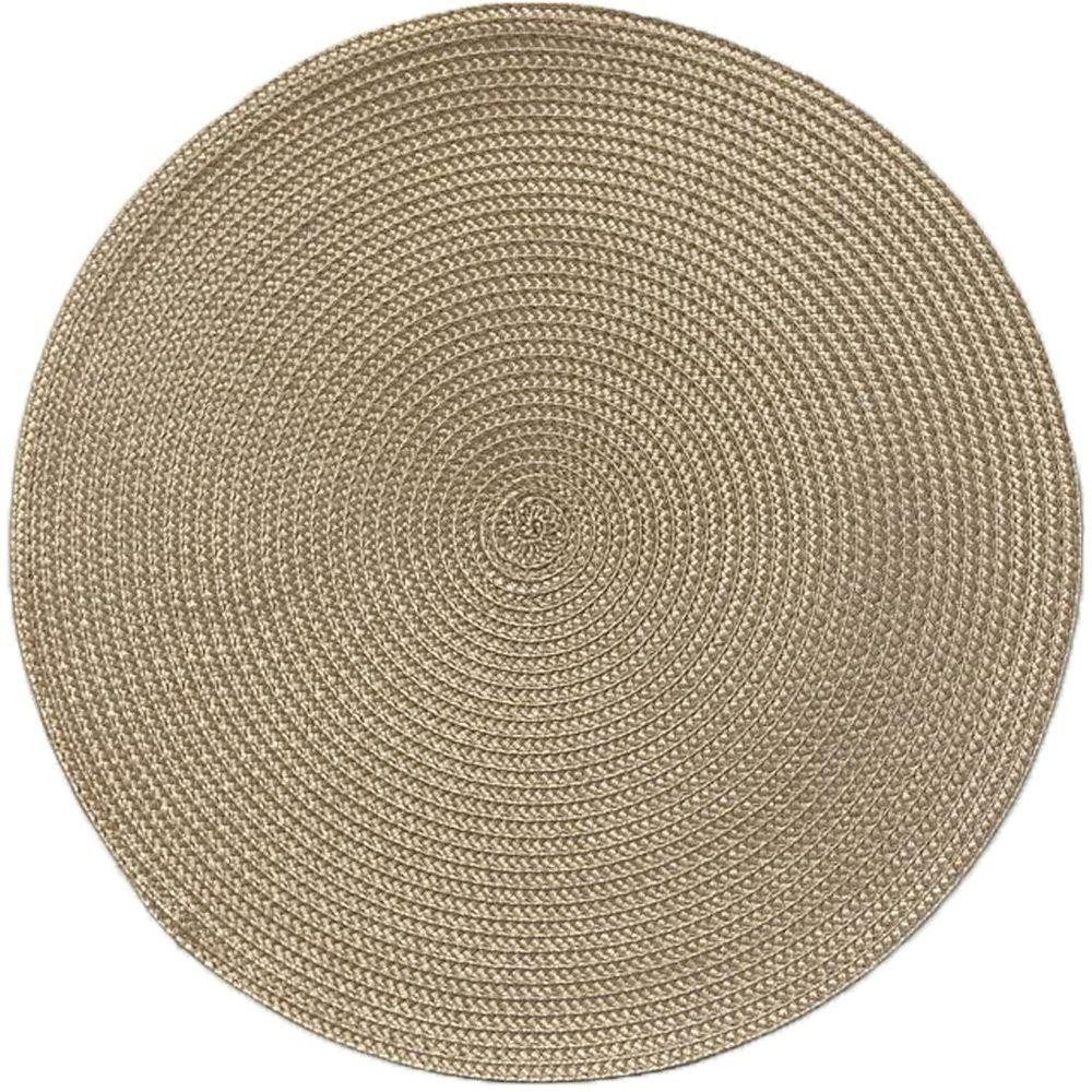 Kit 6 Americano Requinte Liso Para Mesa Redondo 38cm Palha - Home & Living