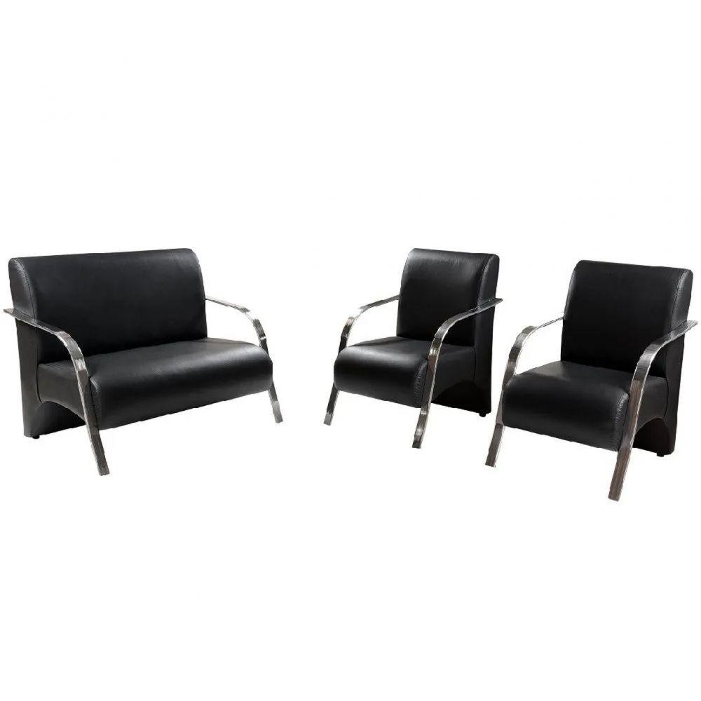 Conjunto Poltrona Vênus Braço Alumínio D Salla Courino Preto em Oferta na Shopee