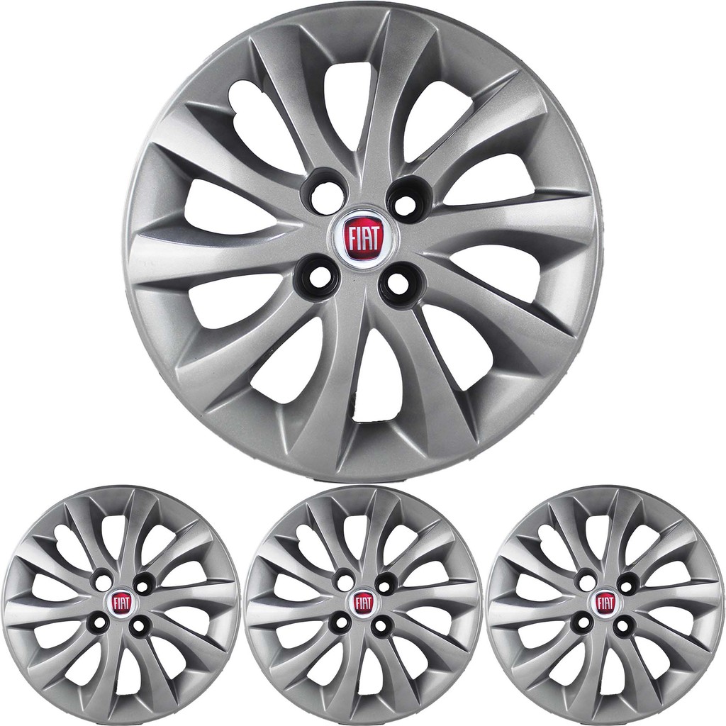 JG 4 Calota Idea 2014 2015 2016 Aro 15 Prata Metálico com Emblema JG 4 Calota Idea 2014 2015 2016 Aro 15 Prata Metálico com Emblema