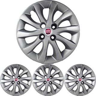 JG 4 Calota Idea 2014 2015 2016 Aro 15 Prata Metálico com Emblema em Oferta na Shopee