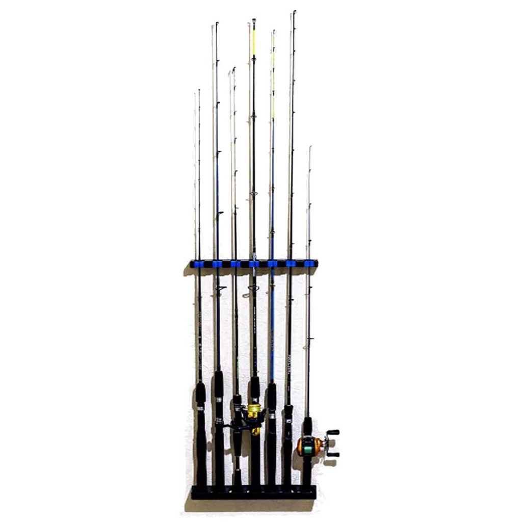 Detalhes do Suporte Para 7 Varas Top Rack Organizador Suporte Parede Pesca Incluso Parafusos e Buchas Para Fixação