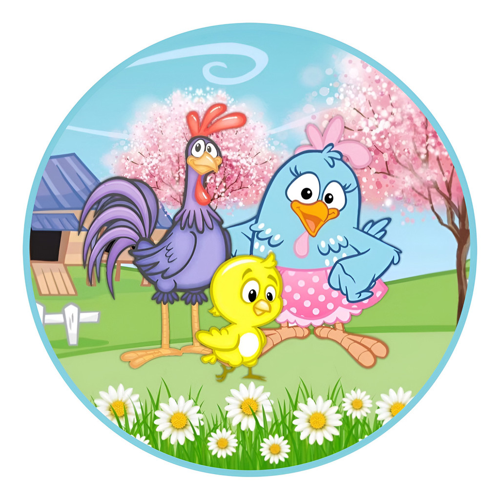 Painel Redondo Galinha Pintadinha Mini 50x50cm Com Elastico em Oferta na Shopee