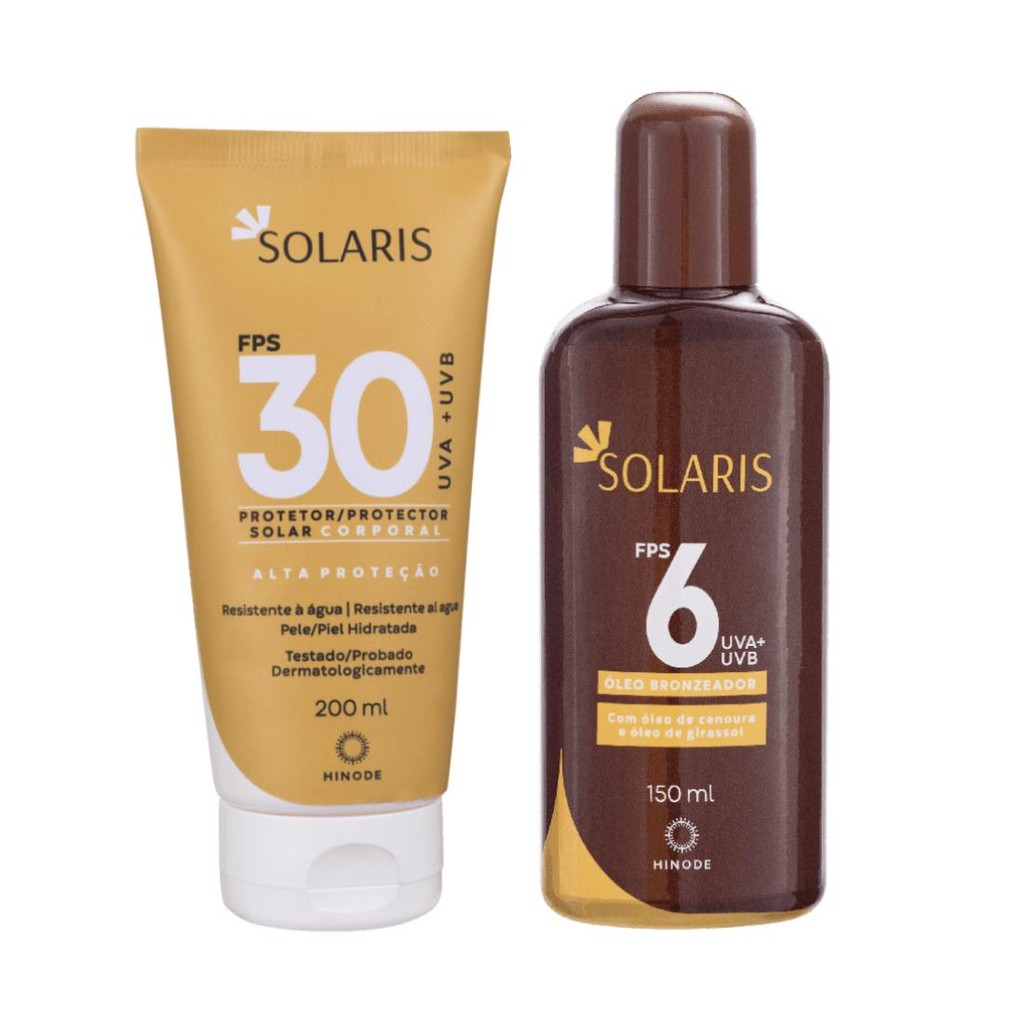 Kit Protetor solar FPS 30 e Óleo Bronzeador Solaris