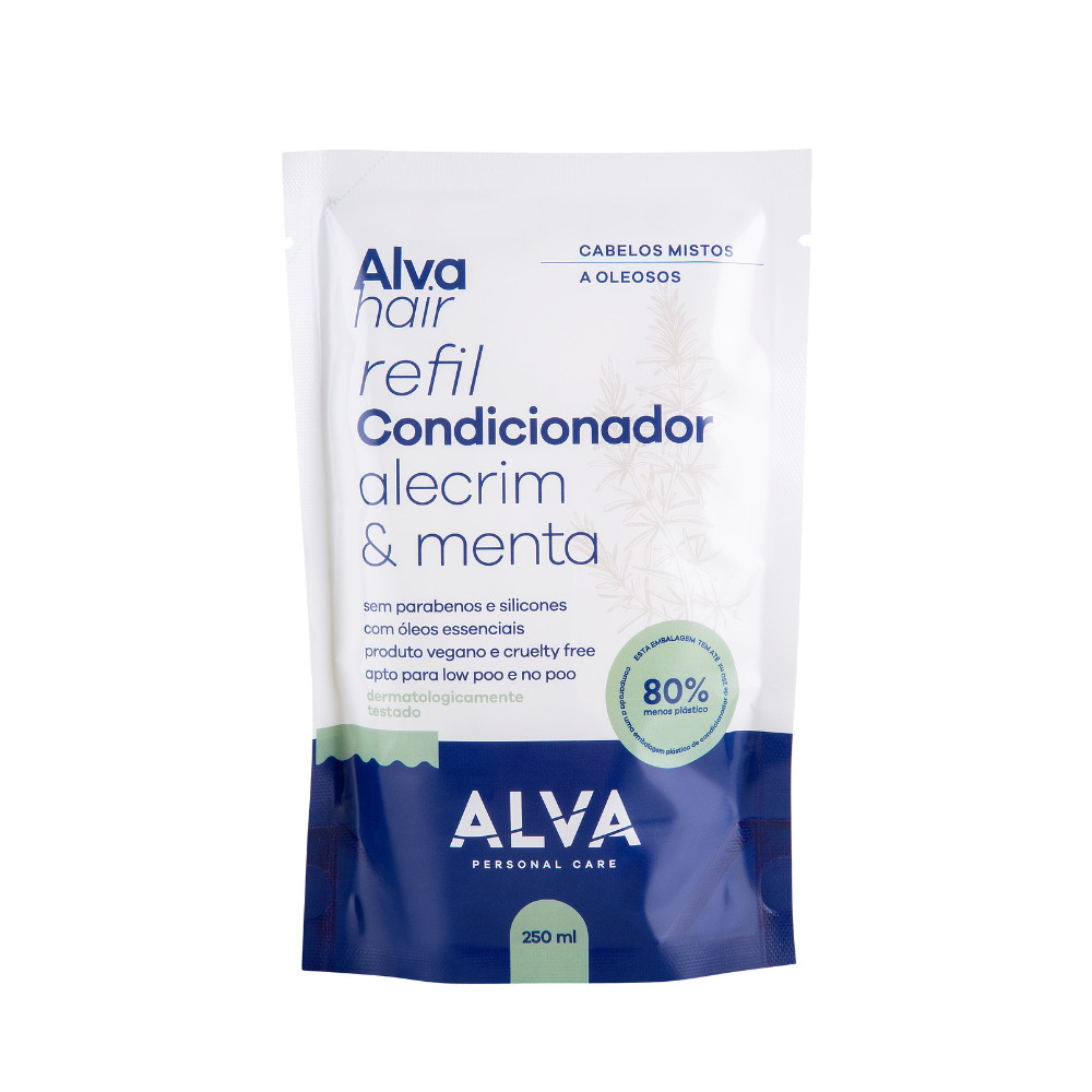 REFIL - Condicionador Cabelos Mistos e Oleosos - Alecrim e Menta Vegano 250ml Alva em Oferta na Shopee