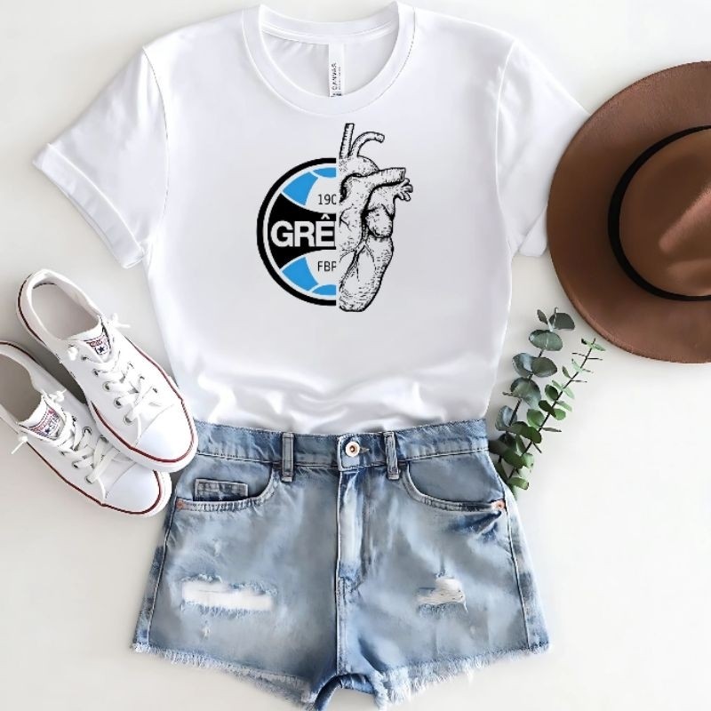 Camiseta Branca Do Grêmio Blusa Baby Look