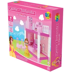 GOURMET E BANHEIRINHO DA PRINCESA GGB BRINQUEDOS 39 PEÇAS CÔMODOS CASINHA MENINAS 8 MÓVEIS BONECA