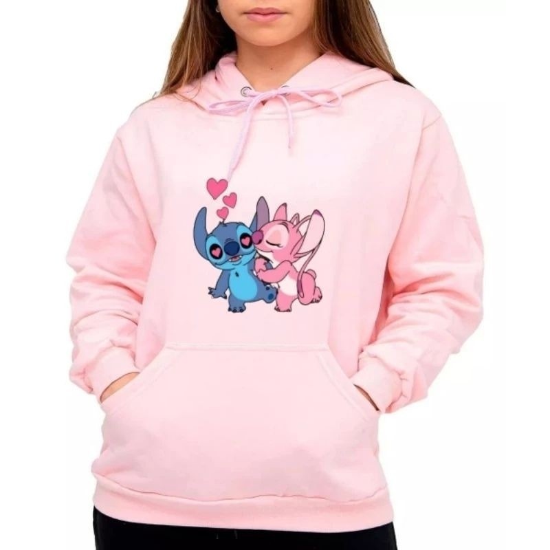 Moletom Infantil do Stitch Confortável Blusa de Frio para Criança Disney Lilo Abrigo de Menina Criança