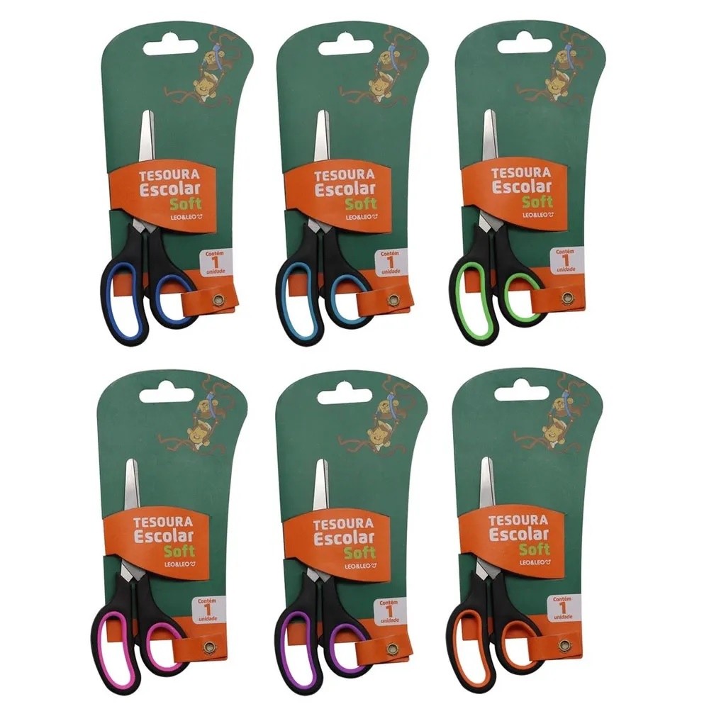 Tesoura Soft Escolar 14cm Colorida Leo&Leo - Sortida em Oferta na Shopee