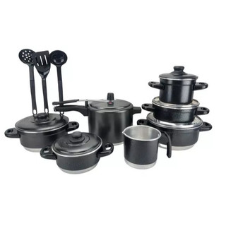 Kit 10 Peças Jogo de Panelas Craqueado Com Panela de Pressão Caneco Leiteira