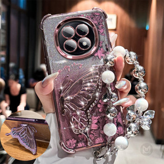 Invólucro Para Xiaomi Redmi Nota 13 14 15 Pro Plus Areia Movediça Glitter Borboleta Capa De Telefone Com Alça De Pulso em Oferta na Shopee