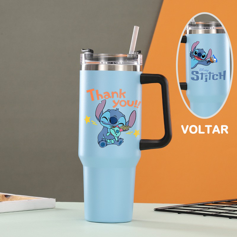 Caneca Stitch Térmica Inox 900ML Garrafa Térmica Inoxidável com tampa e canudo em Oferta na Shopee