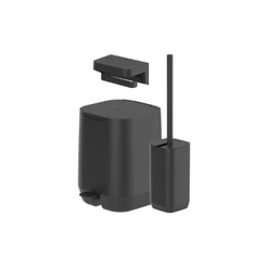 Kit de banheiro com lixeira de pedal Ou 3 peças Linha Aura - Preto