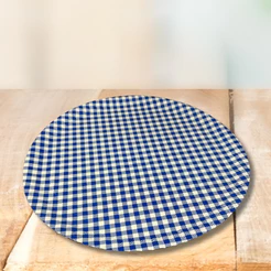 Prato Redondo Laminado - Xadrez Azul - 32cm - 1 unidade - Rizzo