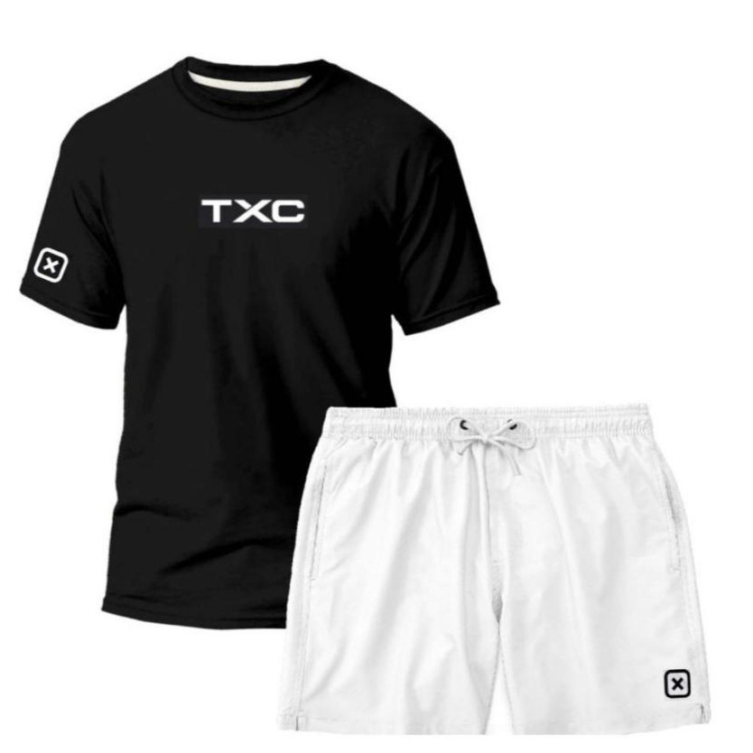 Camiseta Algodão Country Texas e Short Tactel Masculino Lançamento