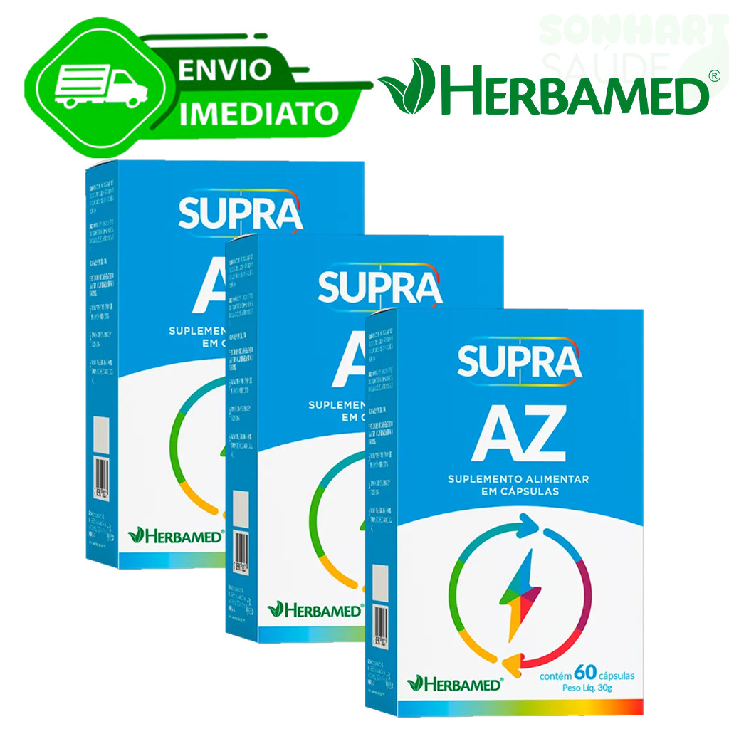 Kit C/3 Polivitamínico A a Z Supra Herbamed 60Caps Sem Glúten Imunidade Energia Envio Imediato