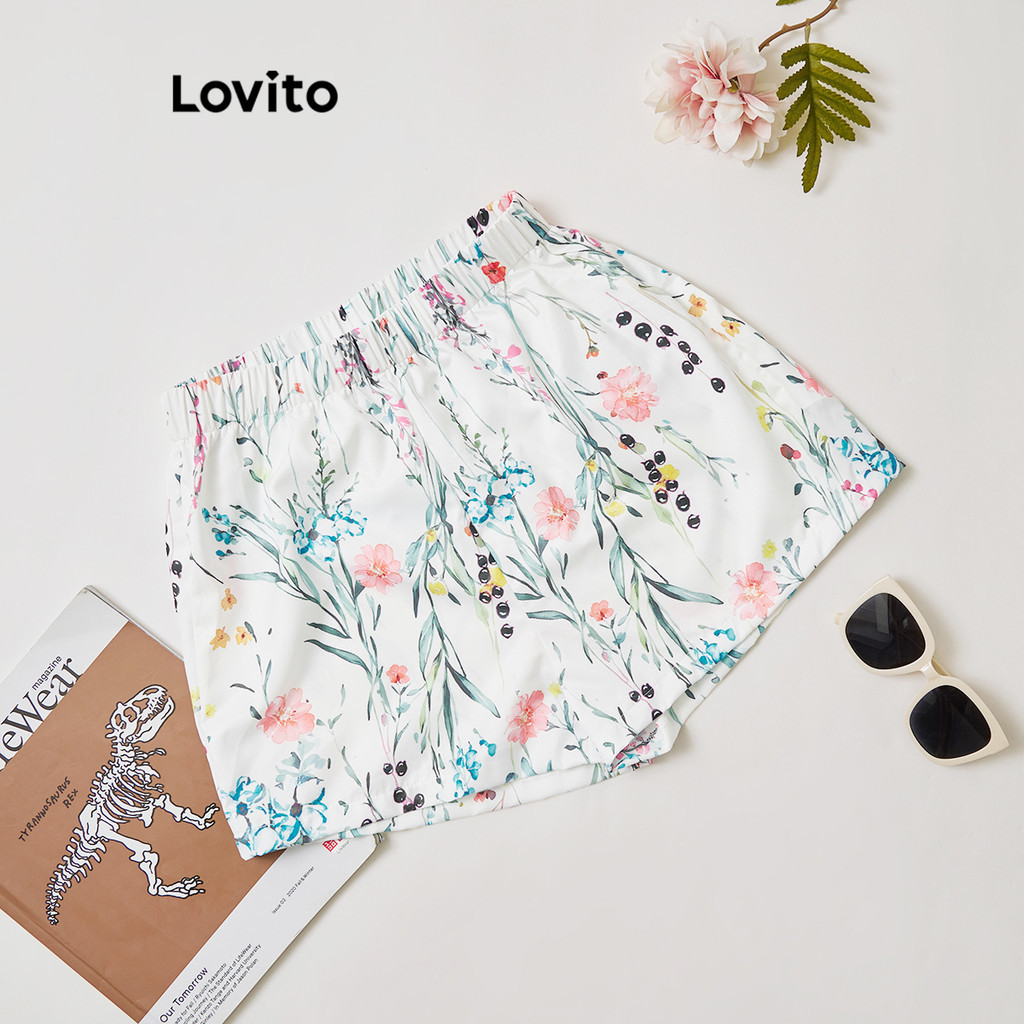 Lovito Shorts Boho Com Estampa Floral Para Mulheres L95EDST354 - Women Clothes