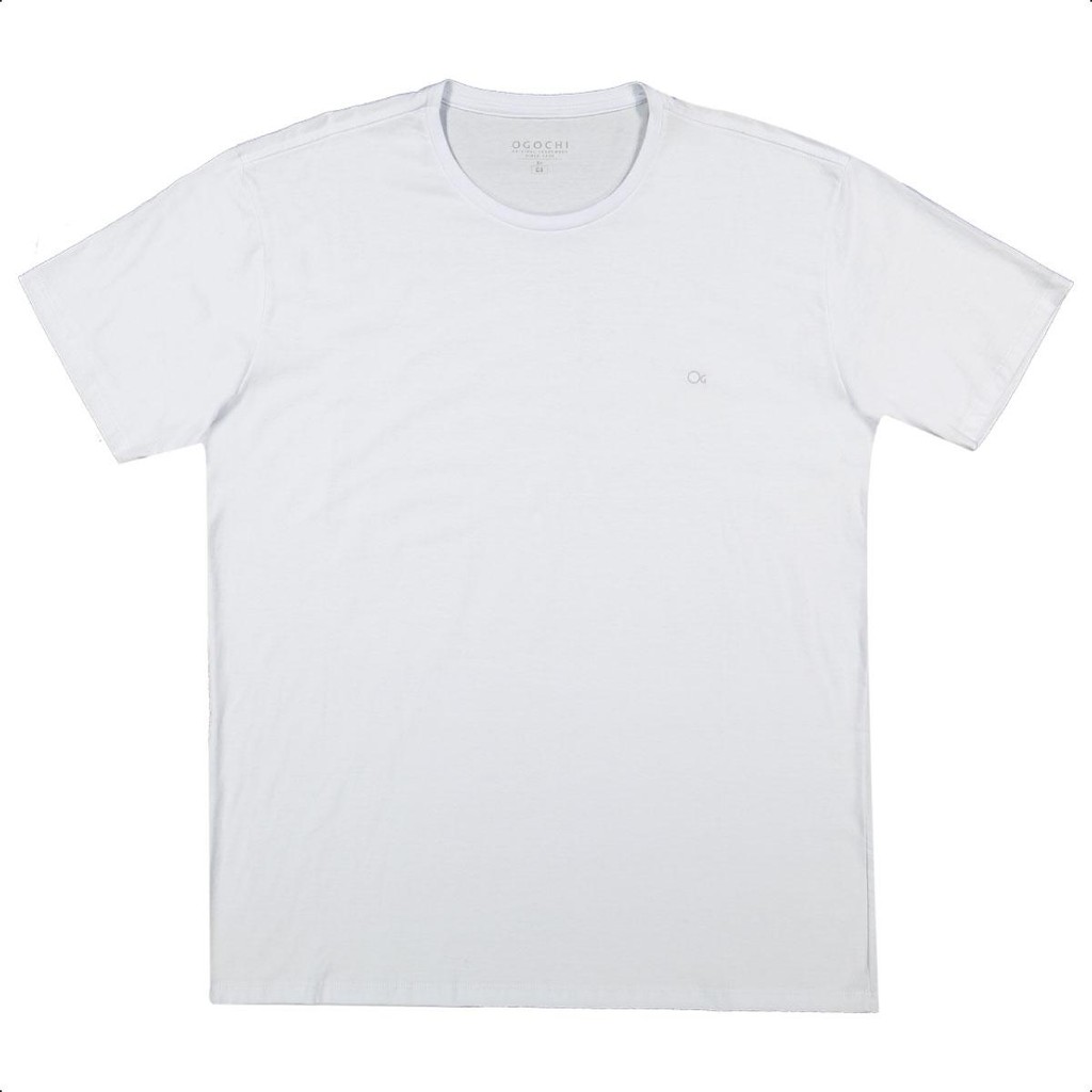 Camiseta Básica Plus Size Gola Redonda Branca XXG Ogochi