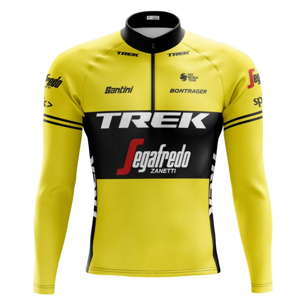 Camisa Ciclismo Masculina Mountain Bike Manga Longa Trek Amarela Proteção Uv+50
