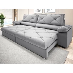 Sofá com Carregador USB e Molas no Assento Retrátil Reclinável Nice 2,10m Linho Soft - NETSOFAS
