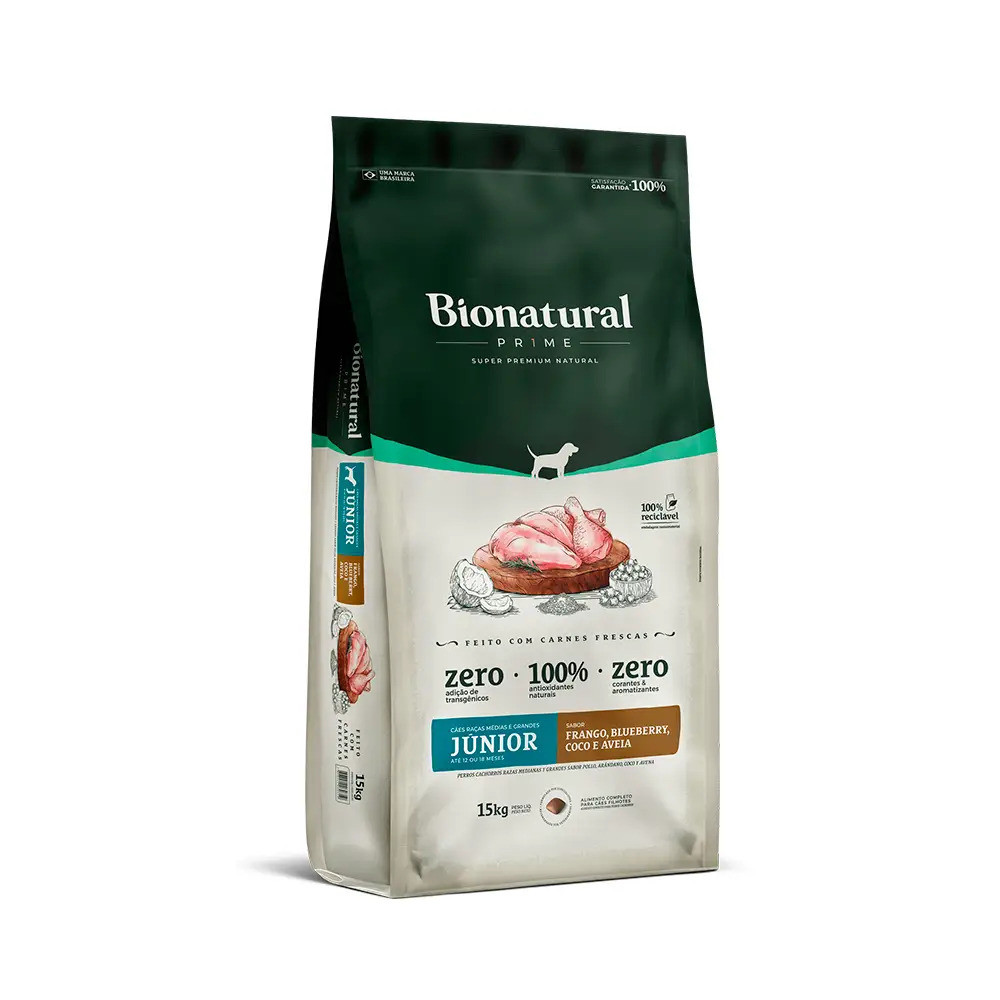 Ração Bionatural Prime Cães Junior Raças Médias e Grandes Frango 15Kg em Oferta na Shopee