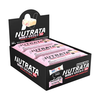 Whey Grego bar Morango com Chatilly da Nutrata Cx com 12 em Oferta na Shopee