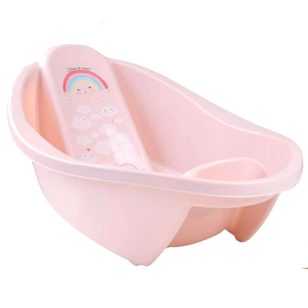 Banheira Plasútil Ergonômica Arco Íris 24 Litros Rosa - Mom & Baby