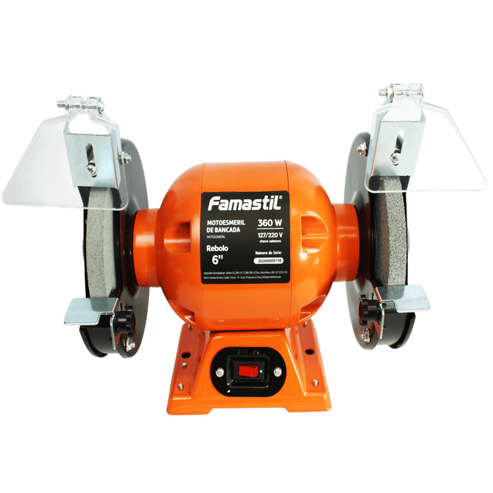 Moto Esmeril de Bancada Famastil 6” 360W Bivolt 3.450 RPM Afiação, Desbaste e Acabamento