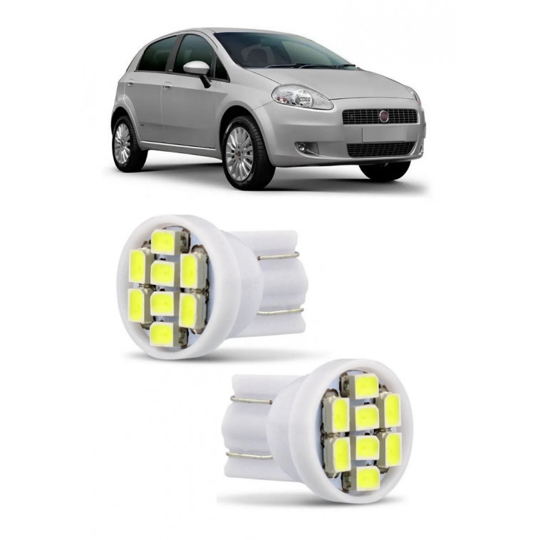 Par Lampada Pingo T10 8 LED Punto Farol Teto Placa 5w
