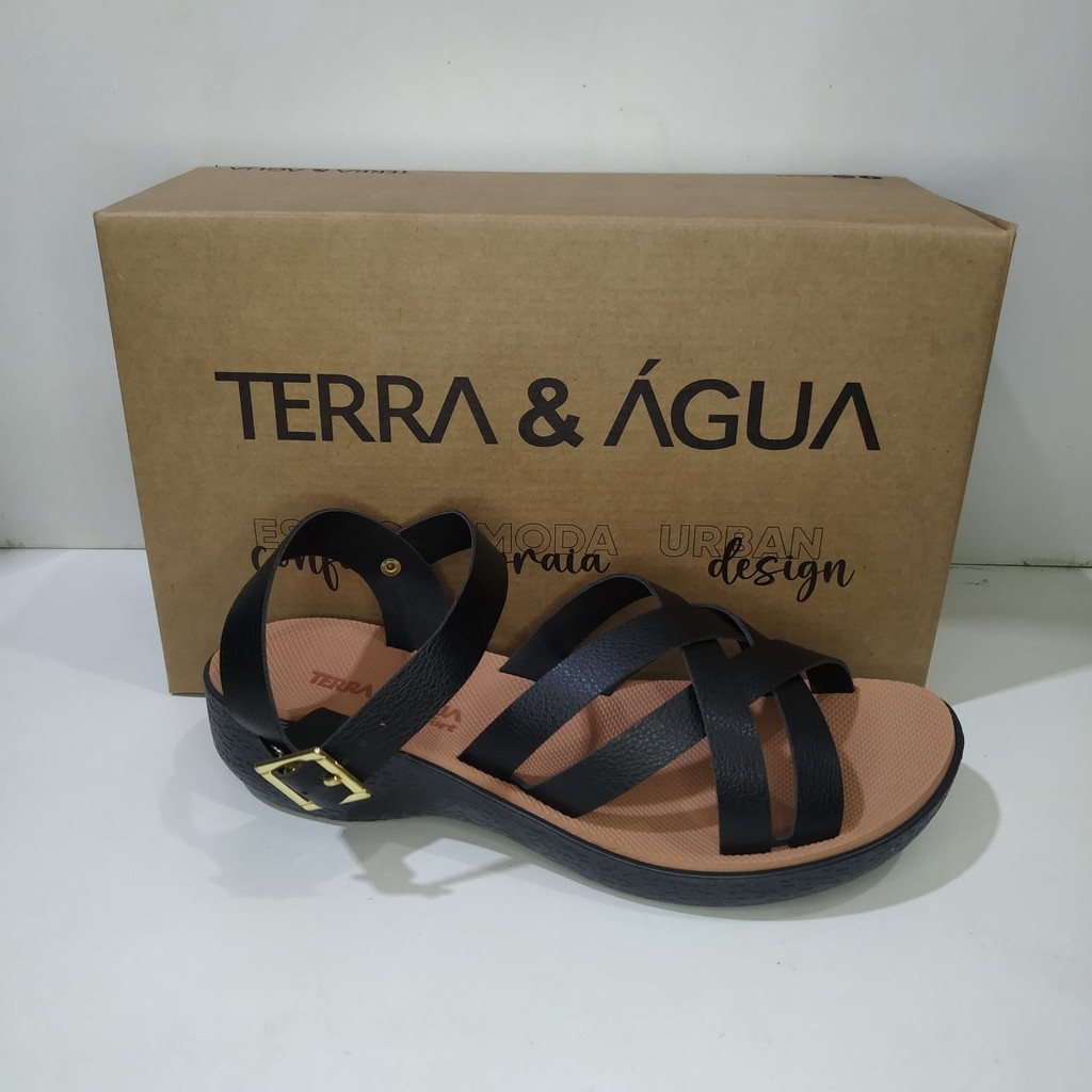 Sandália Ana Bela Preto Amendoa 472201 Terra Agua