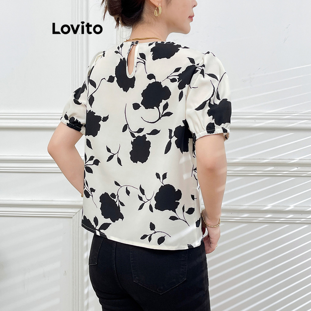 (Trendy) Lovito Blusa Casual Floral Blusa De Verão Para Mulheres L113MD469 - Women Clothes