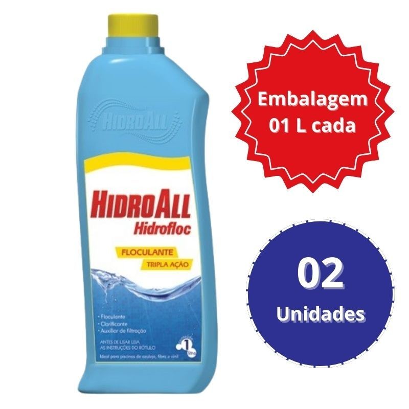02x Clarificante e Floculante Hidrofloc 1L Tampa Amarela – Hidroall em Oferta na Shopee