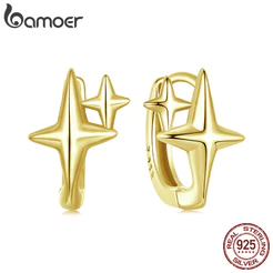 Brincos De Argola Bamoer 925 Sterling Sliver Starlight Joias Douradas Presentes Para Mulheres