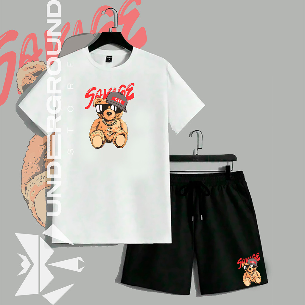 Conjunto Camiseta Masculina Algodão e Short Tectel Conjunto Urso Masculino