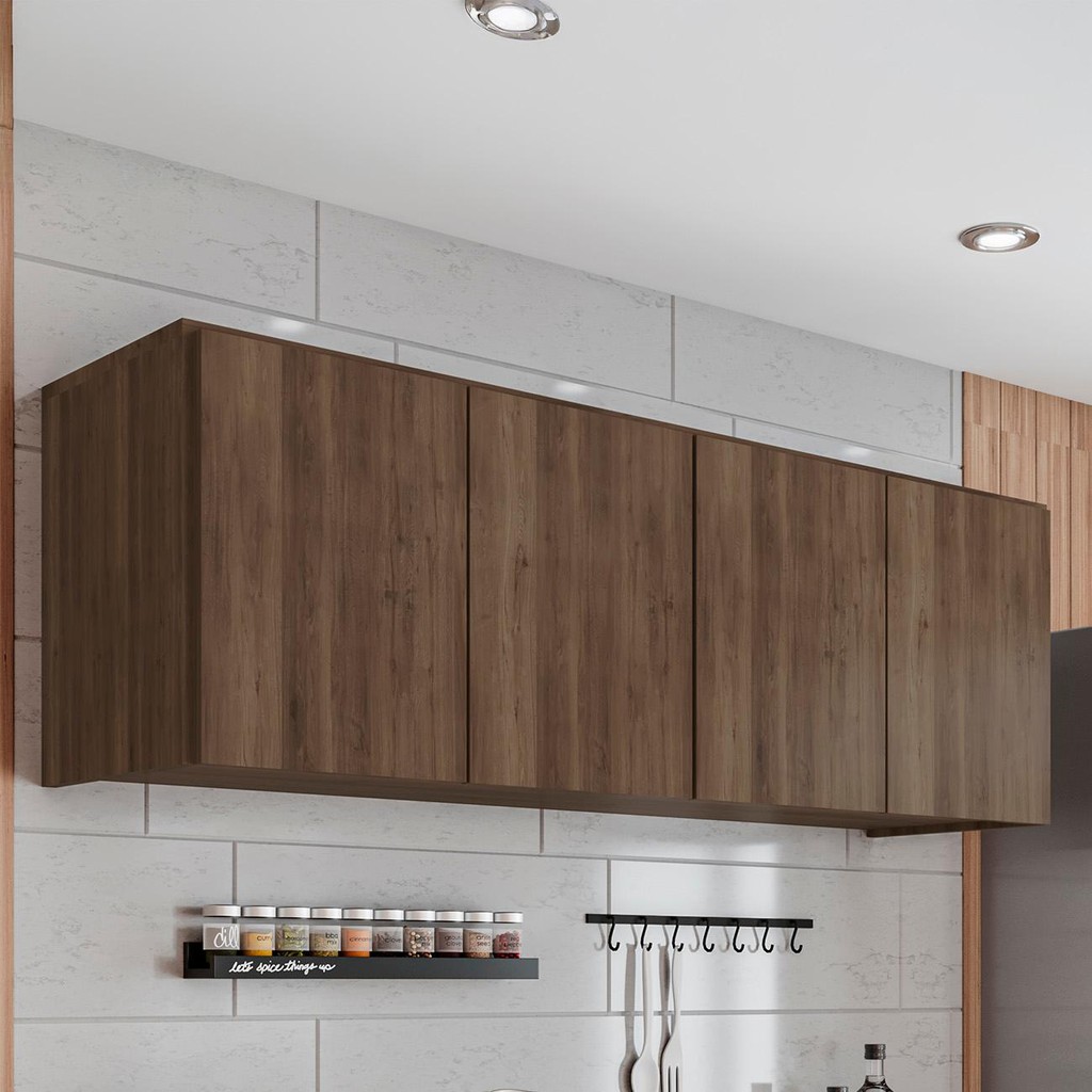 Armário de Cozinha Aéreo 118cm 4 Portas Monna Freijó Z34 - Mpozenato