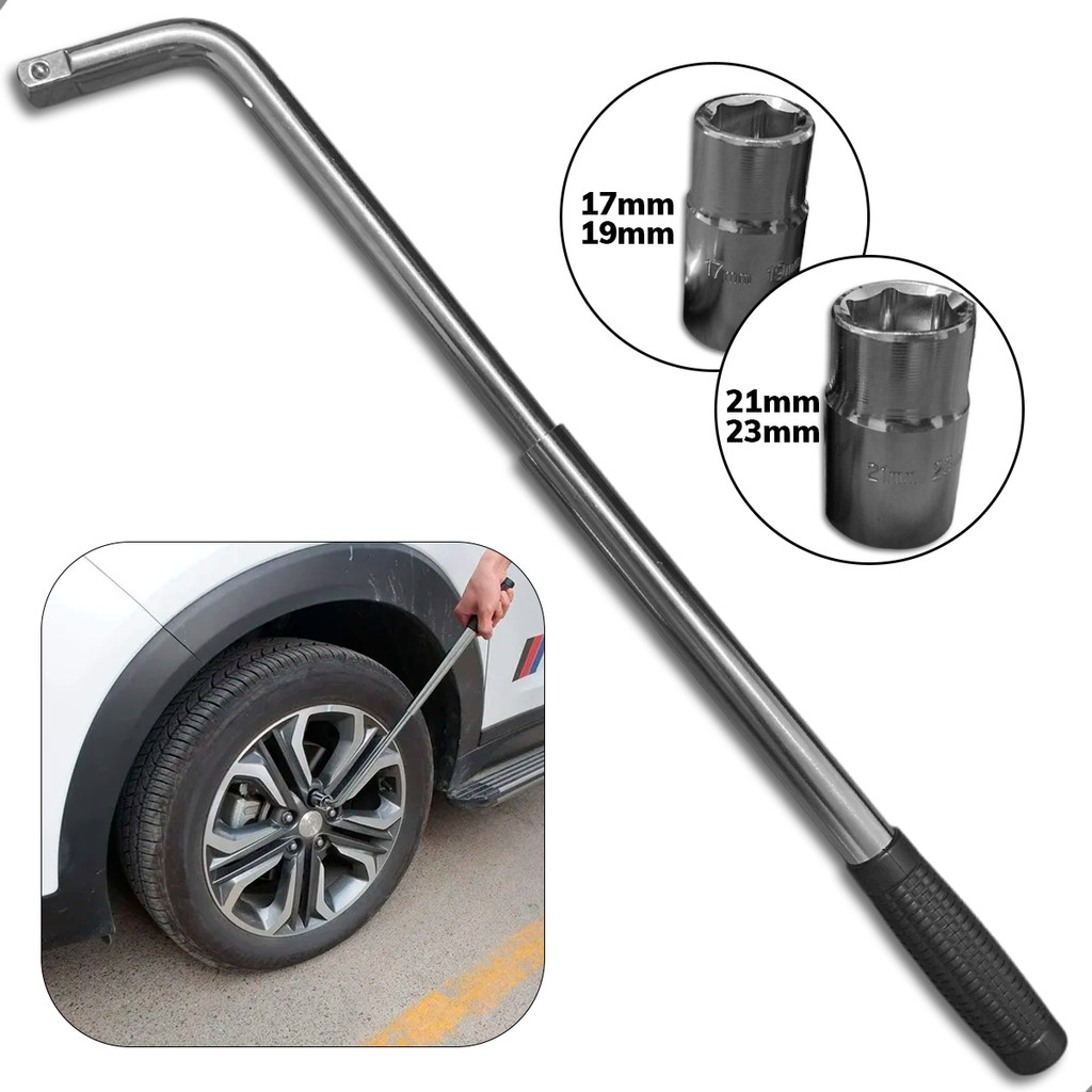 Chave de Roda Tipo L Telescópica Inoxídavel Prolongada Metálica + Adaptadores Boca 17 19 21 23mm em Oferta na Shopee