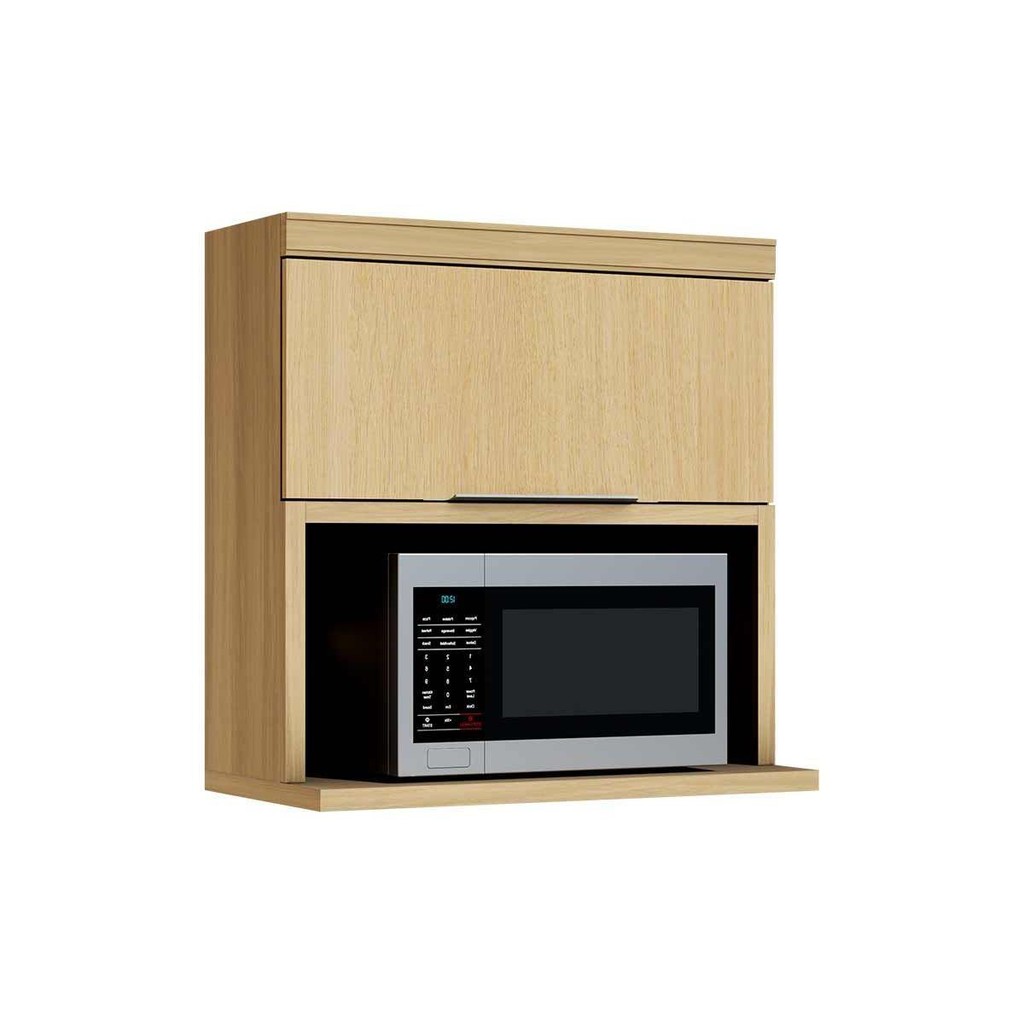 Armário Aéreo Cozinha Modulado Marquesa c/ 1 Porta Basculante e nicho p/ Microondas 80cm Nature - Nesher - Home & Living