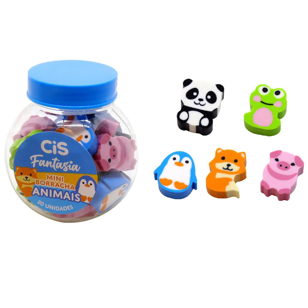 Mini Borracha Animais Cis – Pote com 20 Unidades em Oferta na Shopee