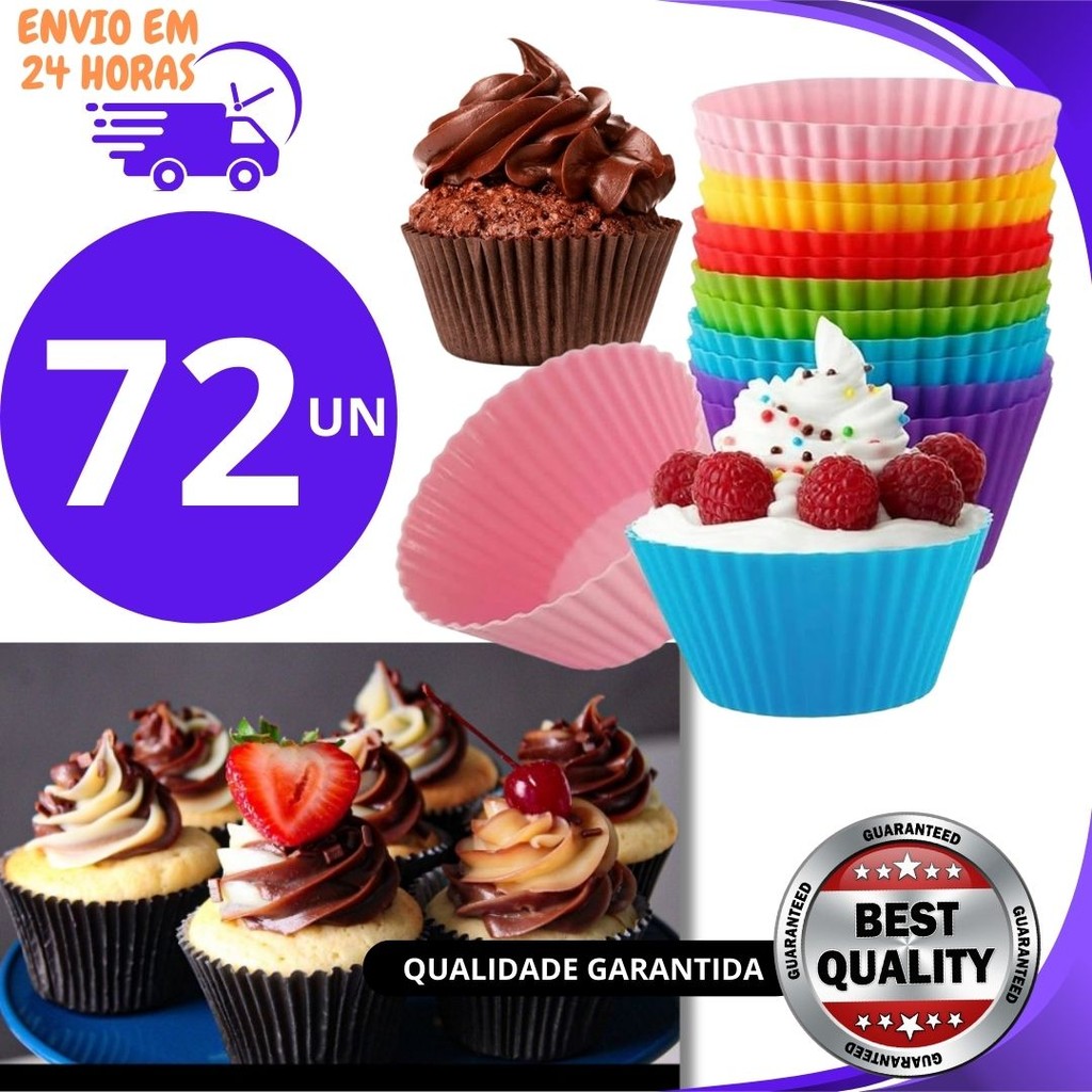 Conjunto 72/36/24   Pecas Forminha De Silicone Forma Assadeira Cupcake Capcake Mini Bolo Cozinha