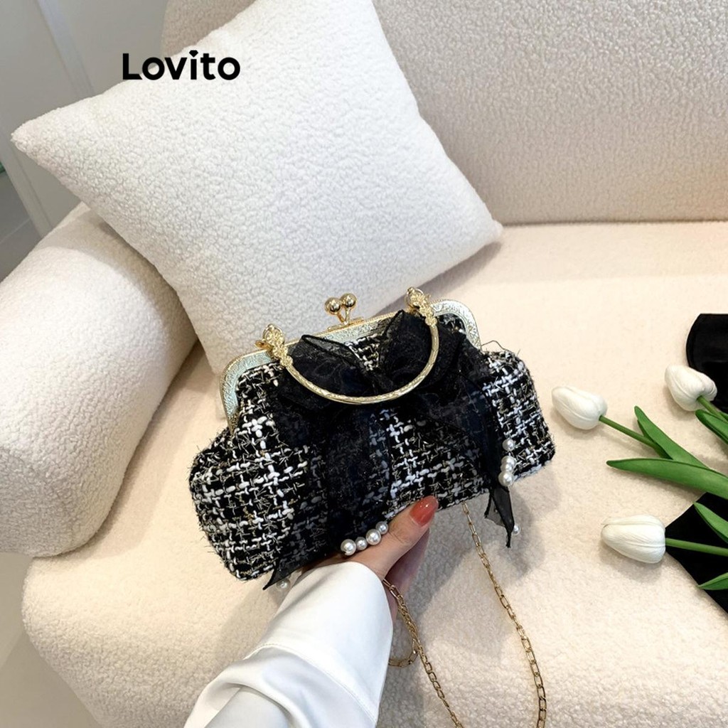 (Trendy) Lovito Linda borboleta renda arco cor combinando bolsa de ombro pequena para mulheres LFA70067 - Women Bags