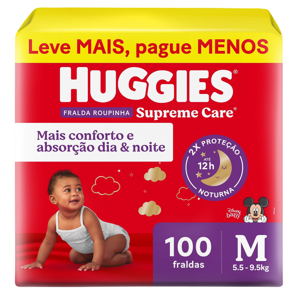 Fralda Roupinha Huggies Supreme Care Tamanho M 100 Unidades Descartáveis