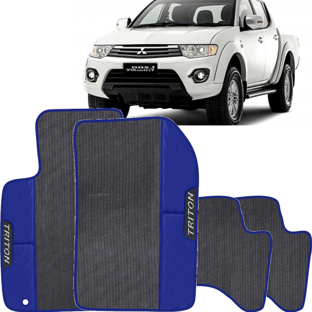 LINDO JOGO TAPETE 4 PEÇAS  AUTOMOTIVO   AZUL Mitsubishi   L200 Triton 2013 a 2018  EMBORRACHADO