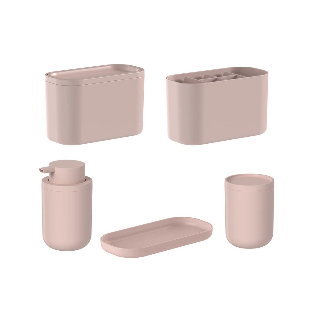 Kit de acessórios de bancada para banheiro Ou 5 peças Linha - Rosa Duna - Home & Living