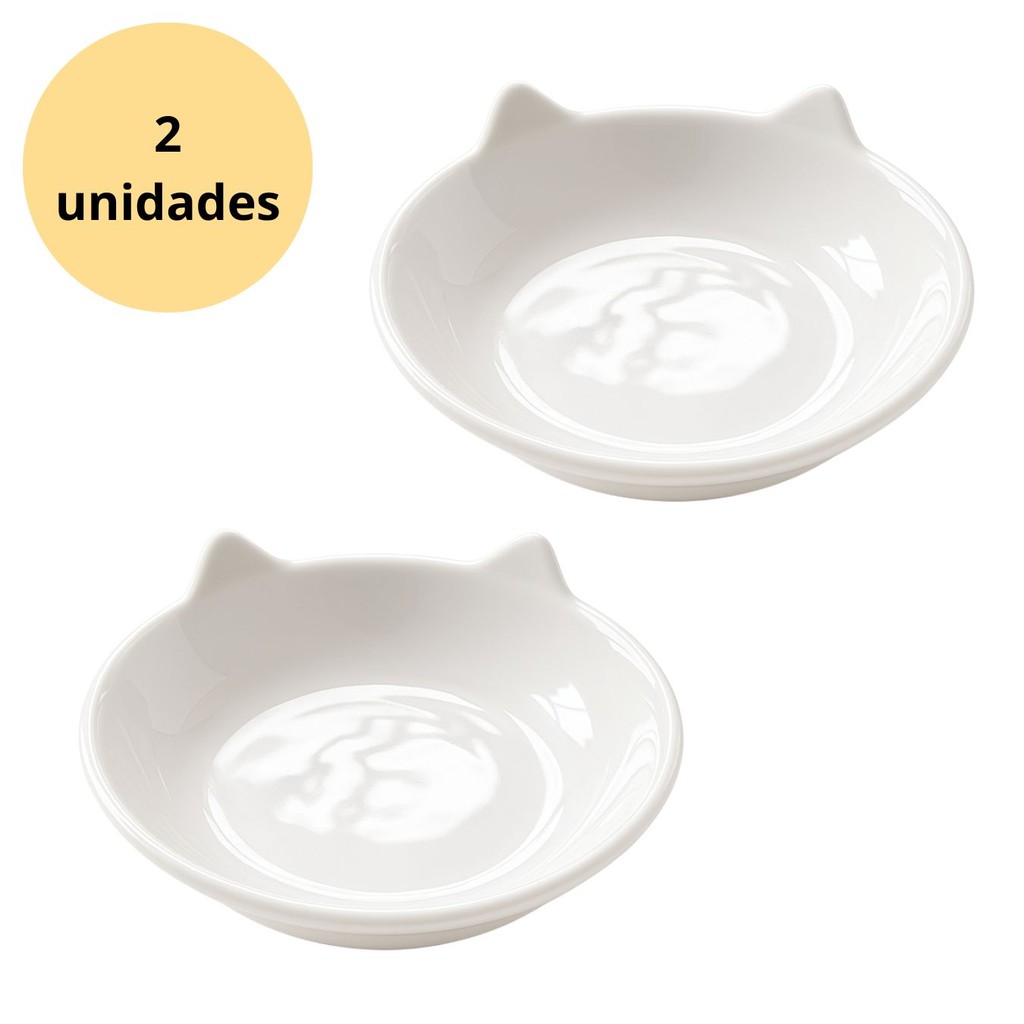 Kit 2 Tigelas pet de porcelana comedouro gato em Oferta na Shopee