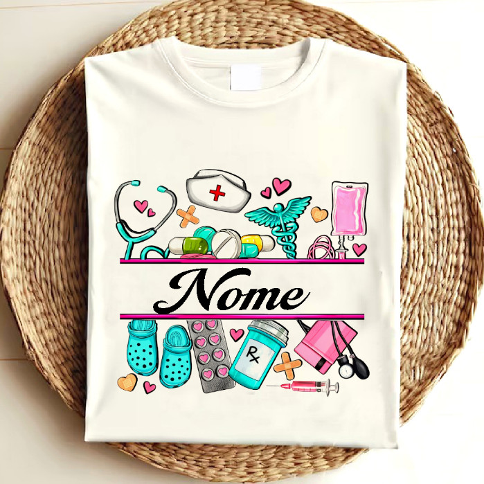 Linda camiseta t shirt enfermagem enfermeira personalizada com nome, blusa tecnico enfermagem
