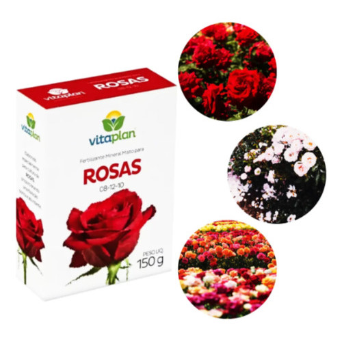 Fertilizante Adubo Mineral Rosas 150g Vitaplan 08-12-10 Npk Com Micronutrientes Ideal Para Flores