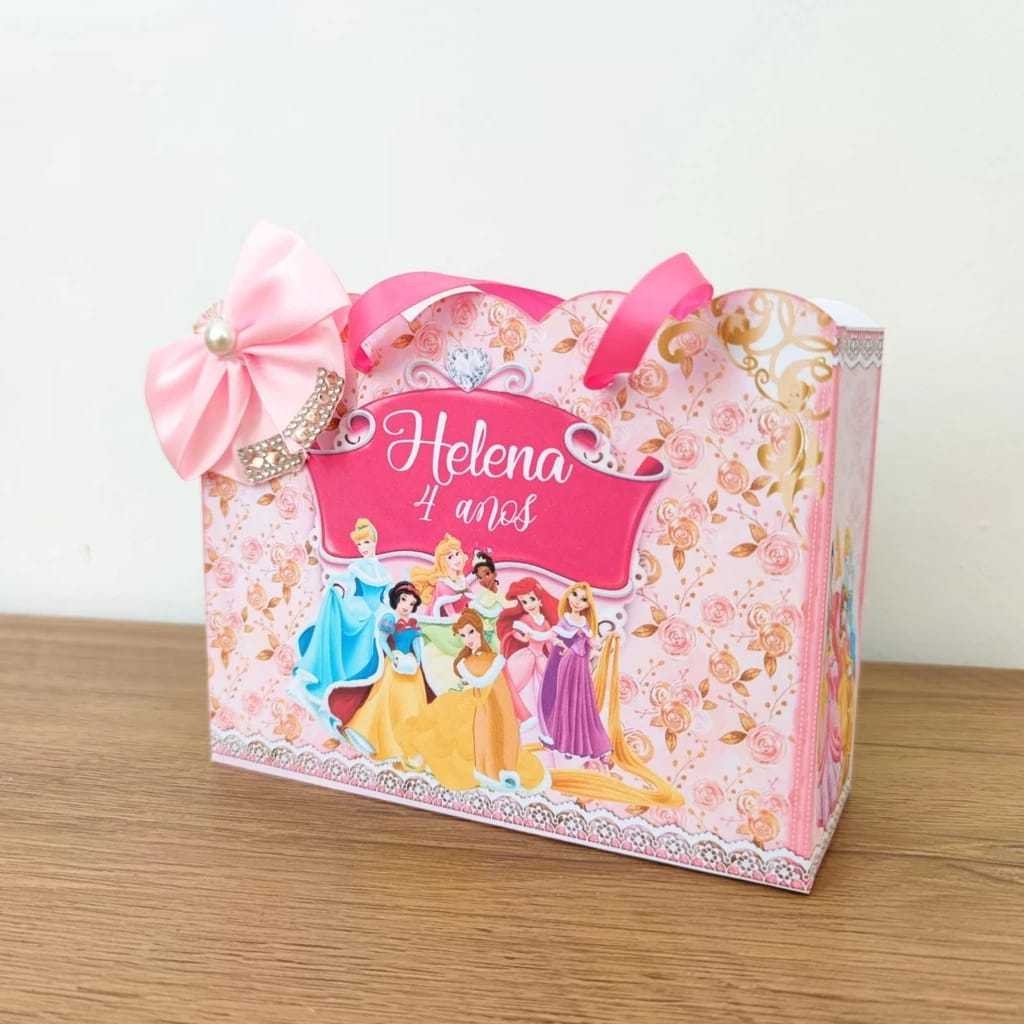 10 Sacolinhas Personalizadas Festa Princesas em Oferta na Shopee