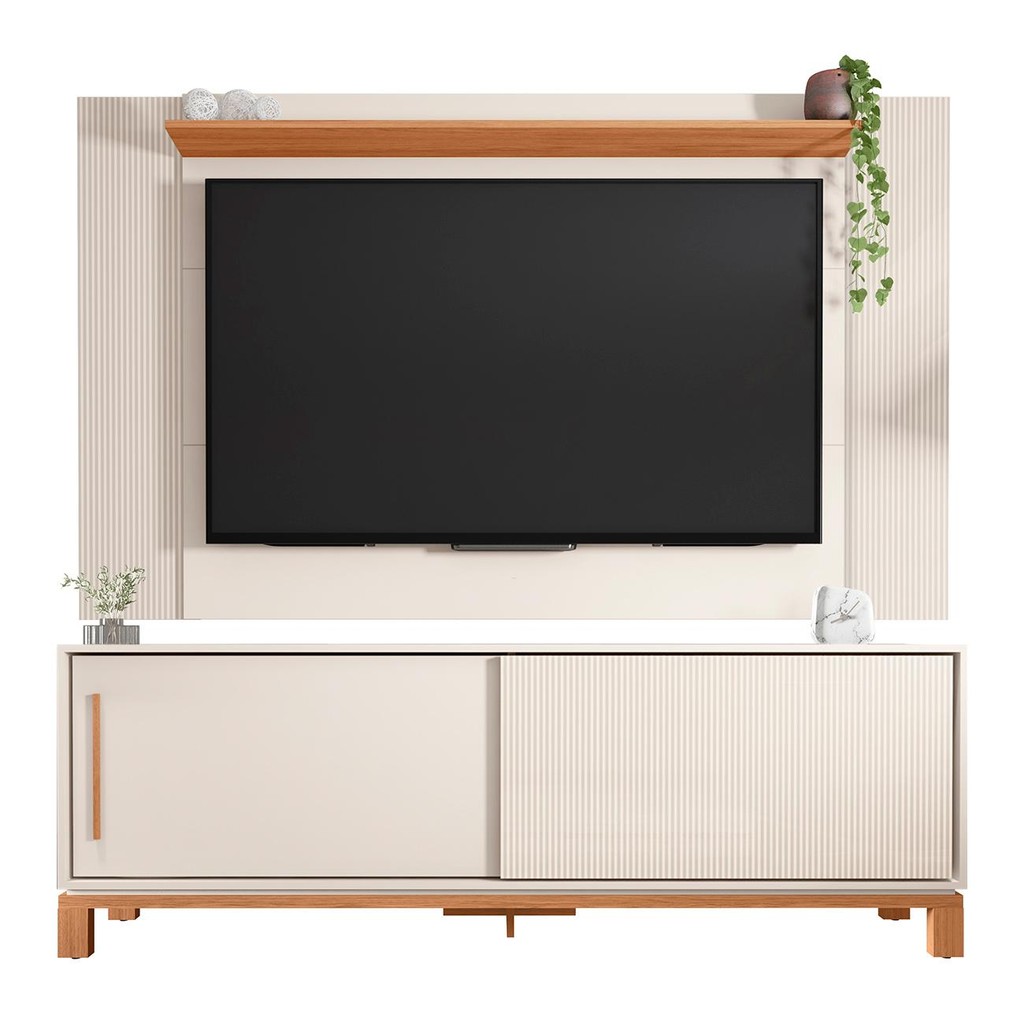 Painel Para TV 65 Pol e Rack Bancada 180cm Lucca Off/Freijó C01 - Mpozenato