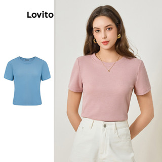 Lovito Camiseta Casual Lisa Jacquard Para Mulheres L83ED010 (Multicolorido) em Oferta na Shopee
